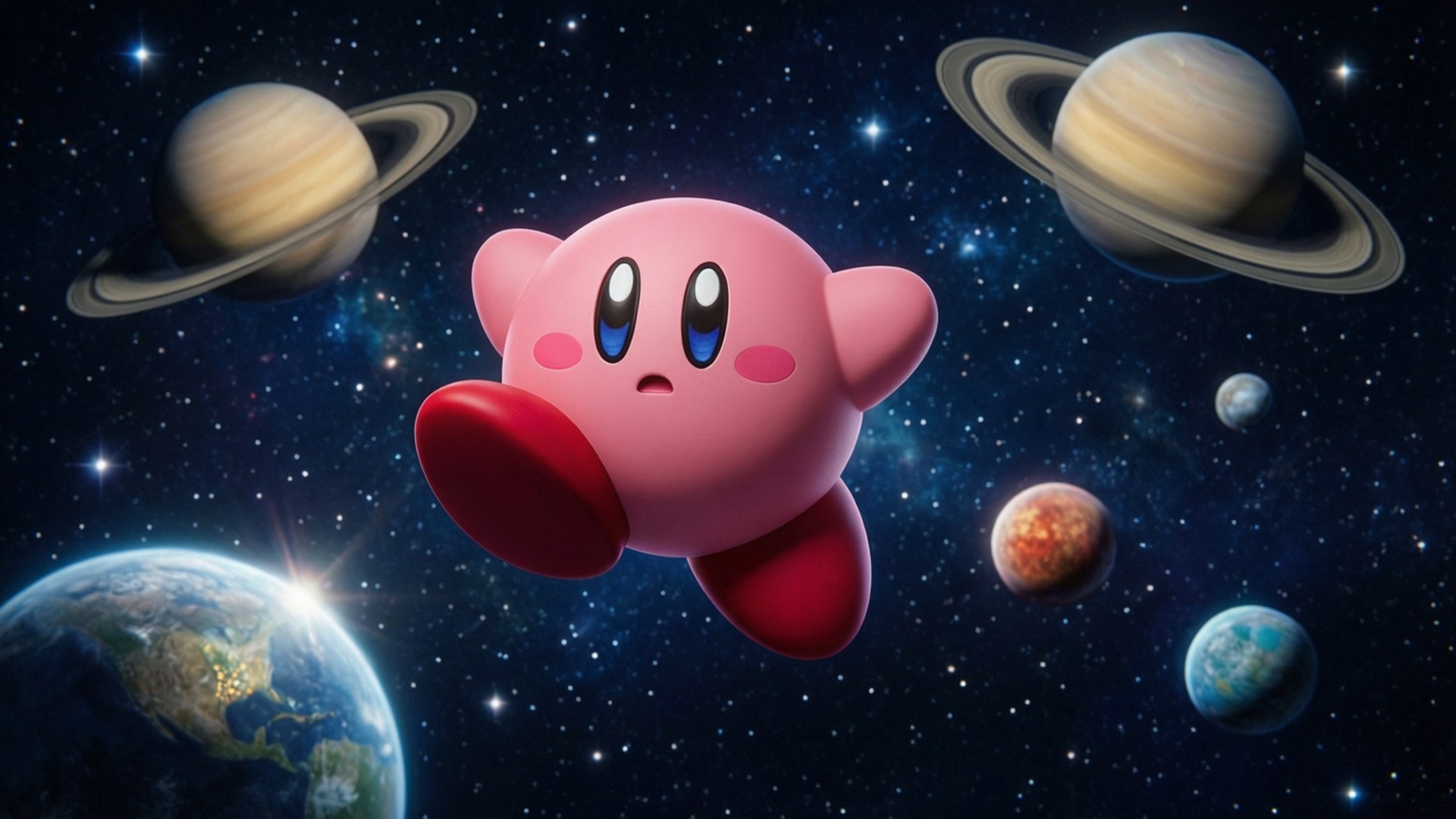 Kosmiese Kirby Muurpapier