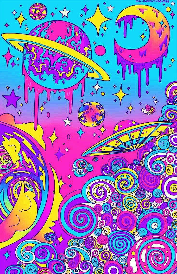 Kosmiese Trippy Estetika Muurpapier
