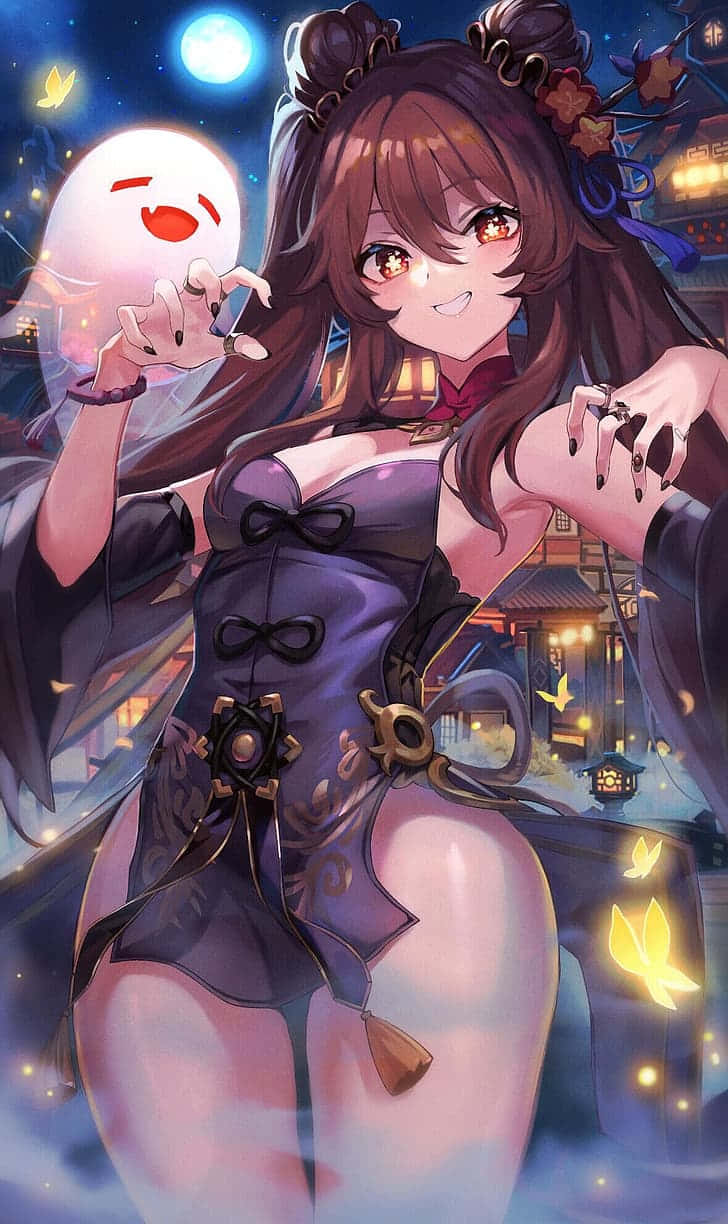 Kostuum Hu Tao PFP Muurpapier