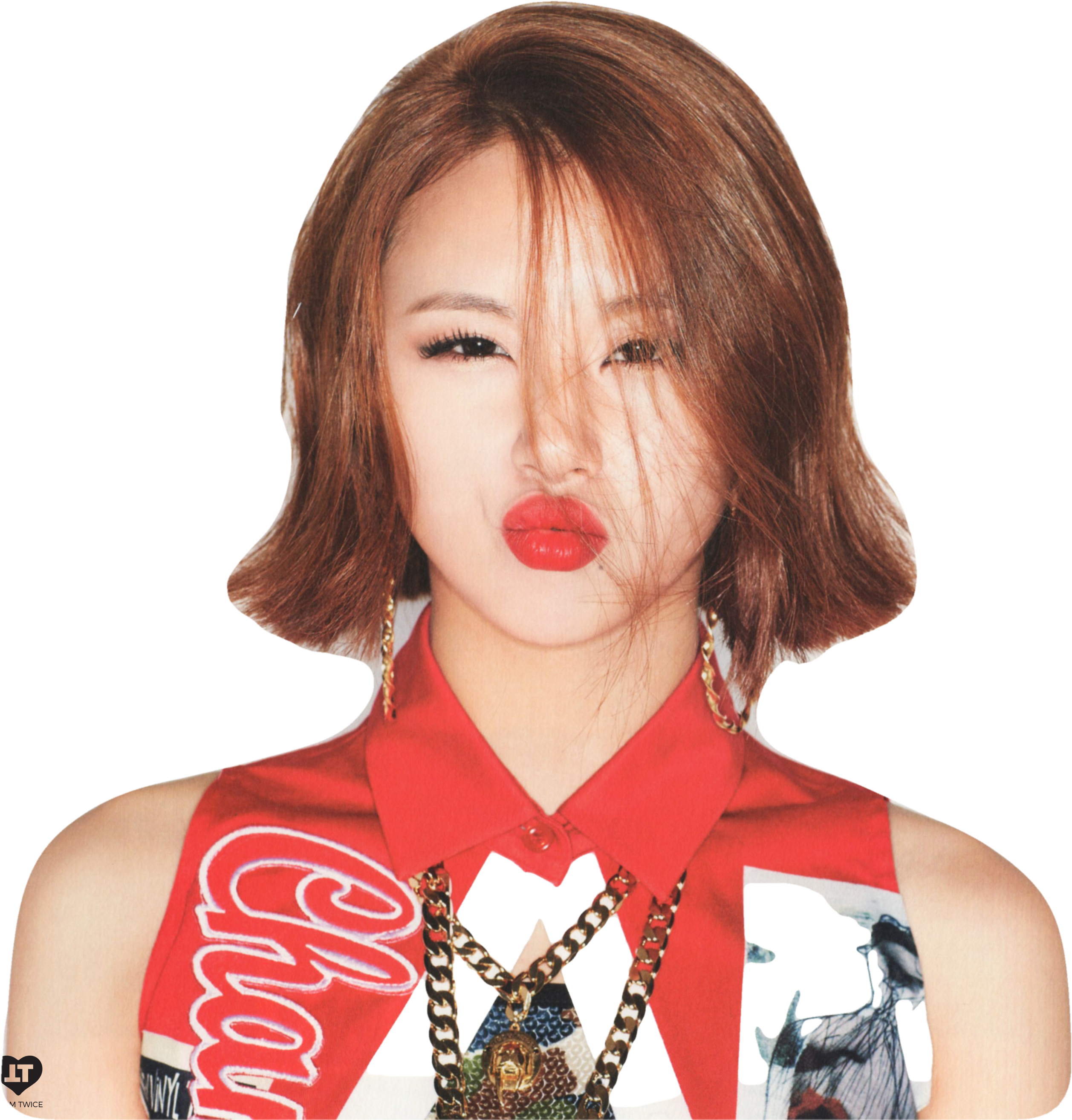 Kpop-ster wat pruil met rooi lippe Muurpapier