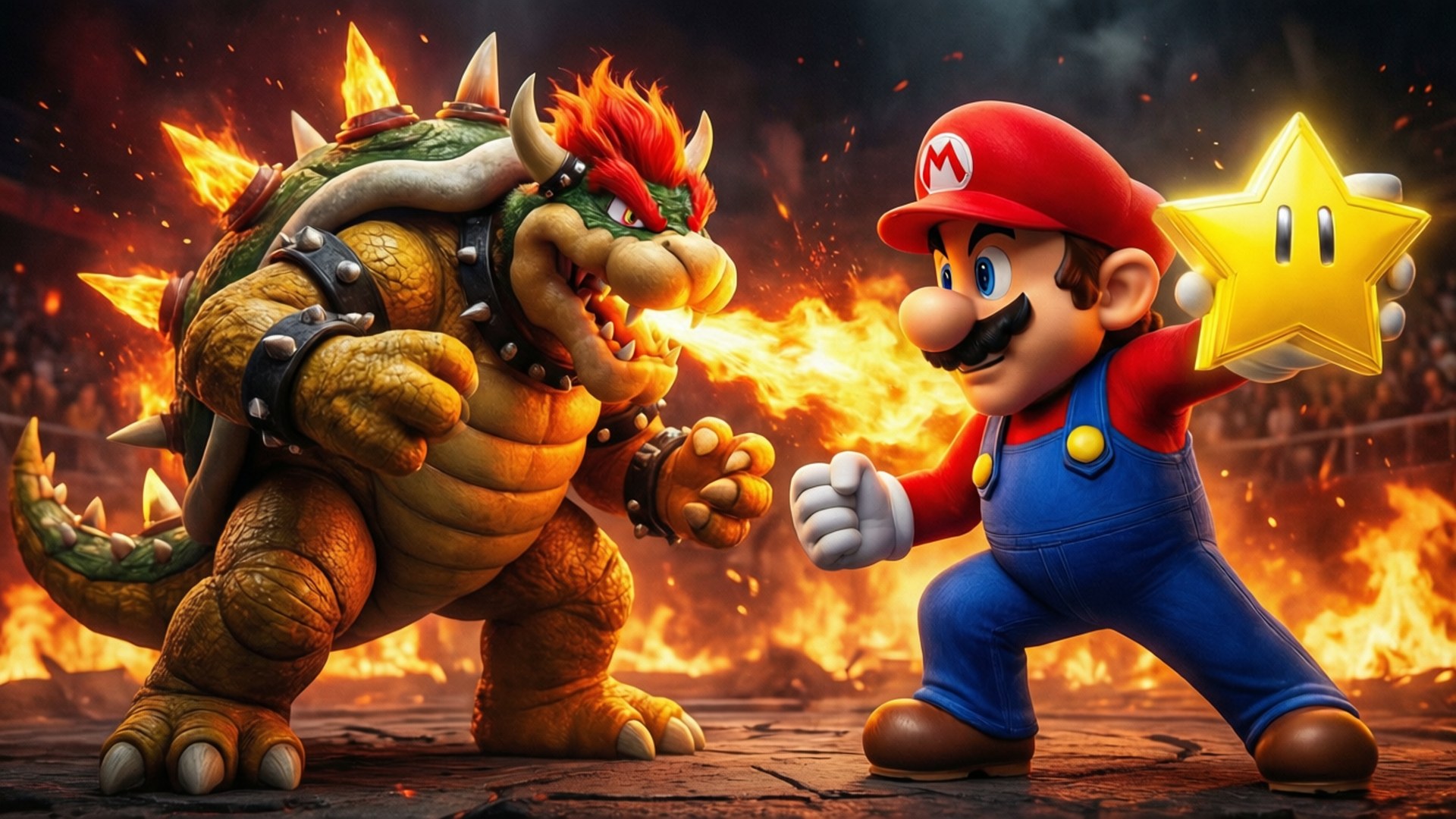 Kragmeting met Bowser Muurpapier