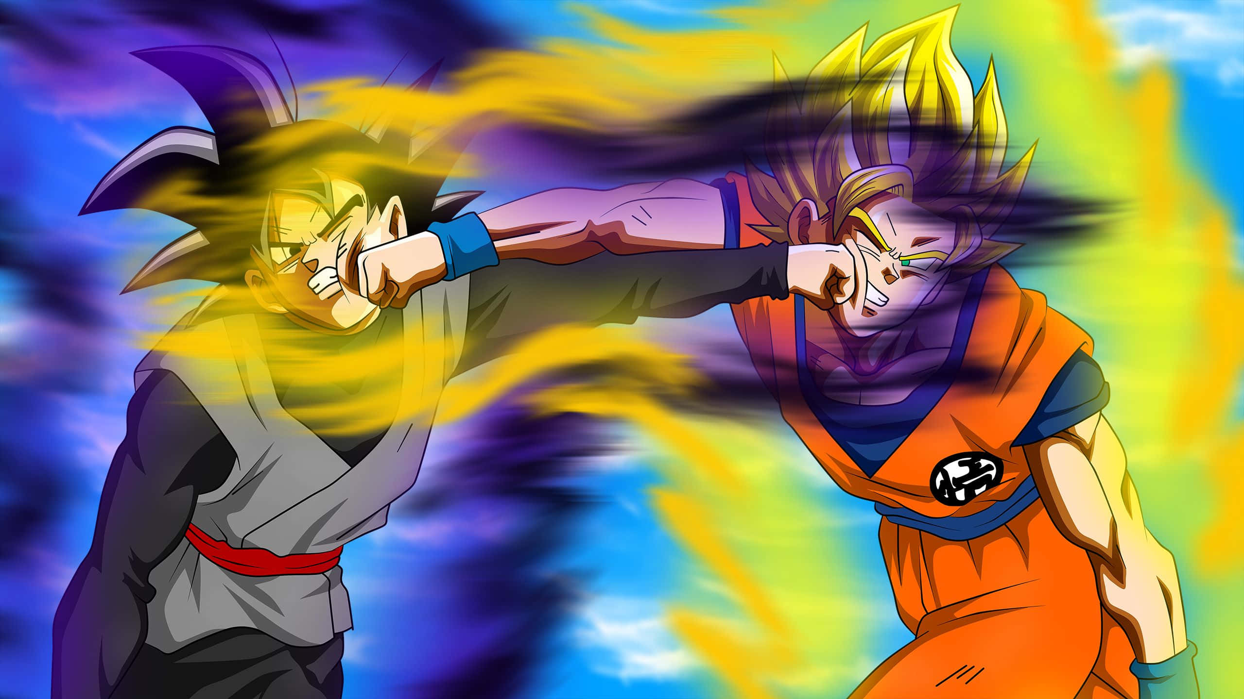 Kragtige Intensiteit: Goku Black Ontketen Muurpapier