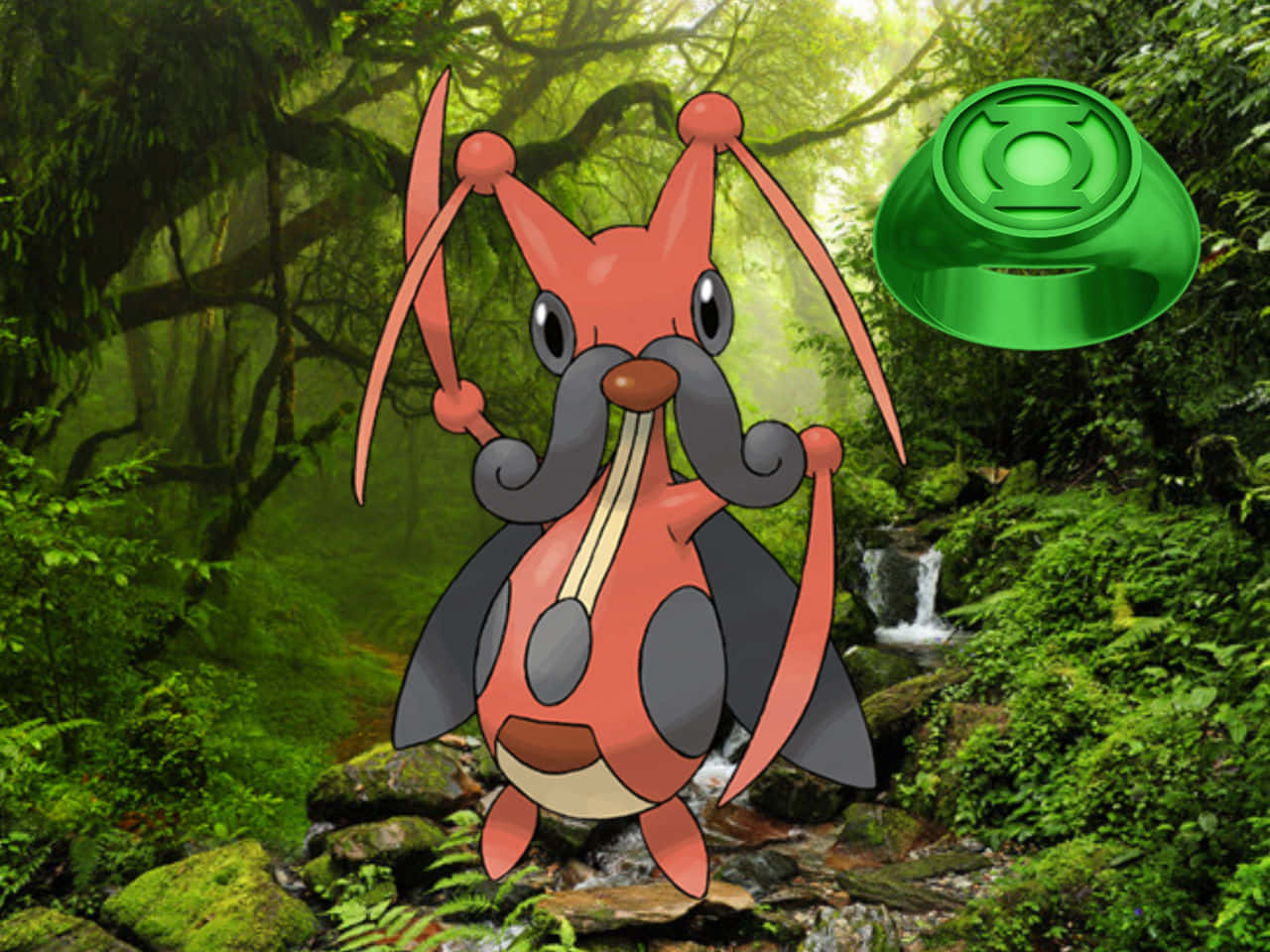 Kricketune Pokemon Met Natuur Agtergrond Muurpapier