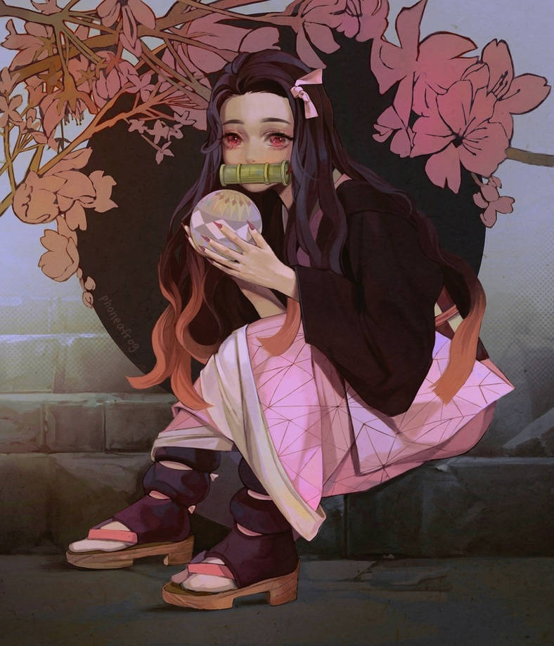Kristalbal Demon Slayer Nezuko Muurpapier