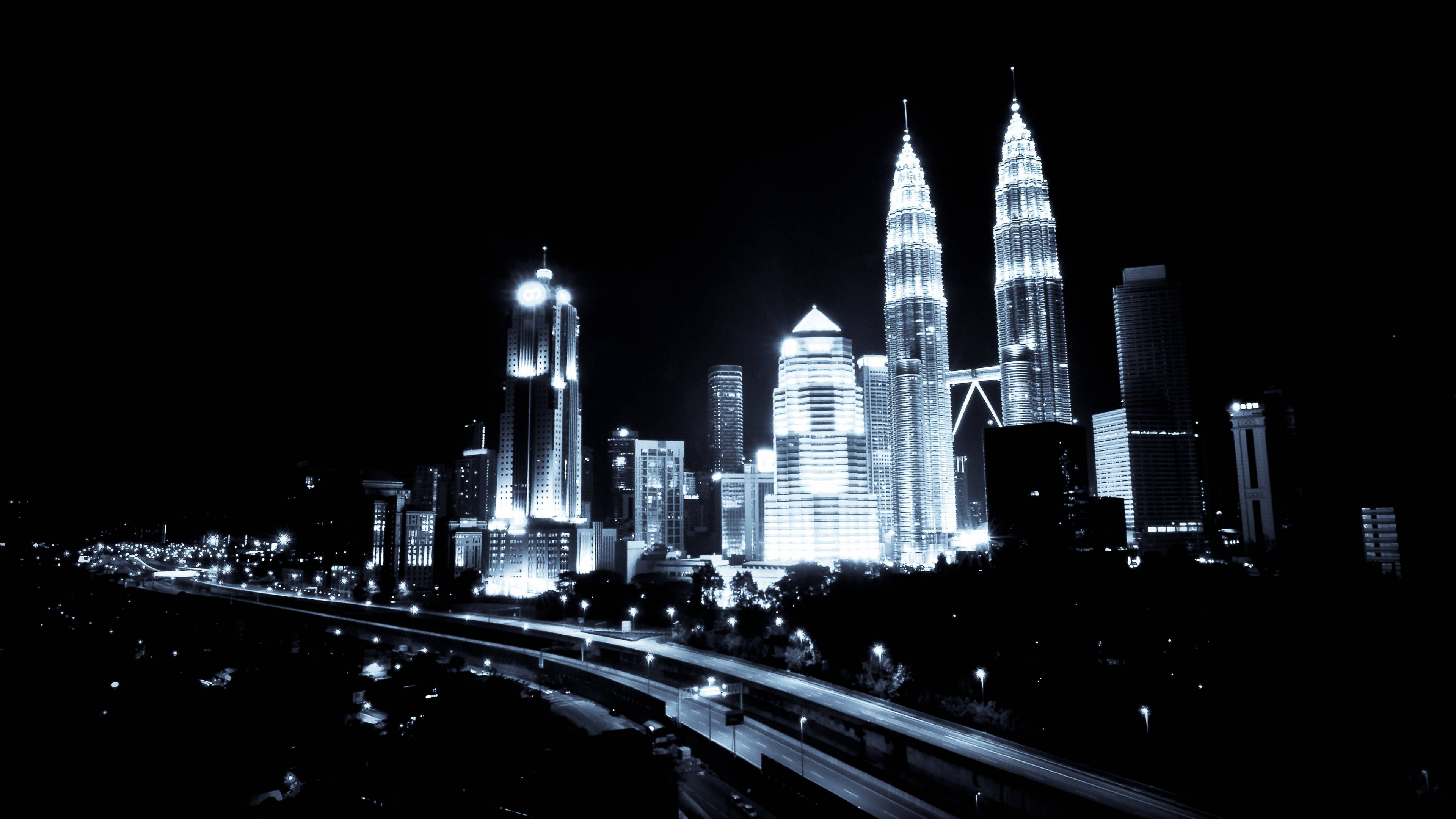 Kuala Lumpur Donker Stad Muurpapier