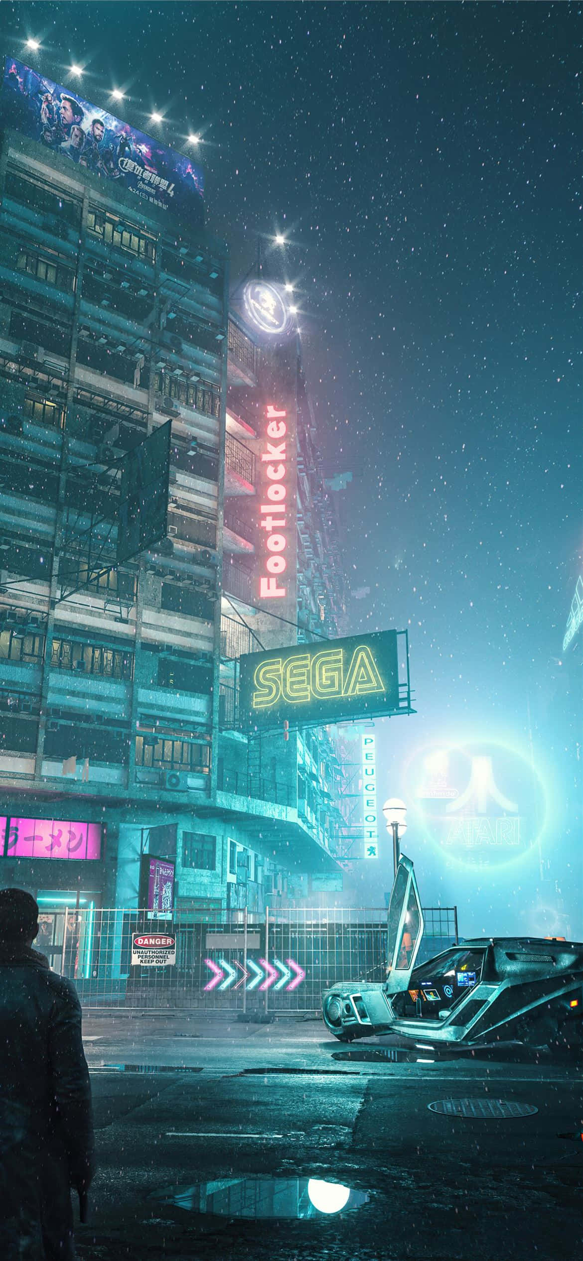 cyberpunk stad - 'n stad met 'n futuristiese stad Muurpapier