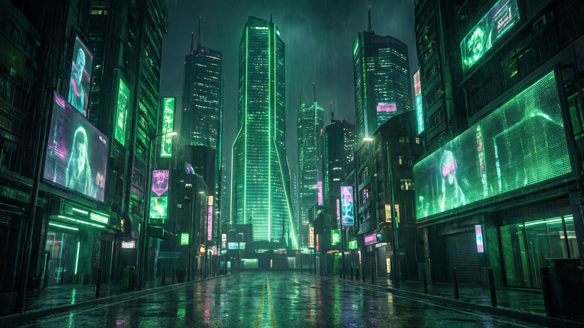 Kubertpunk Groen Muurpapier