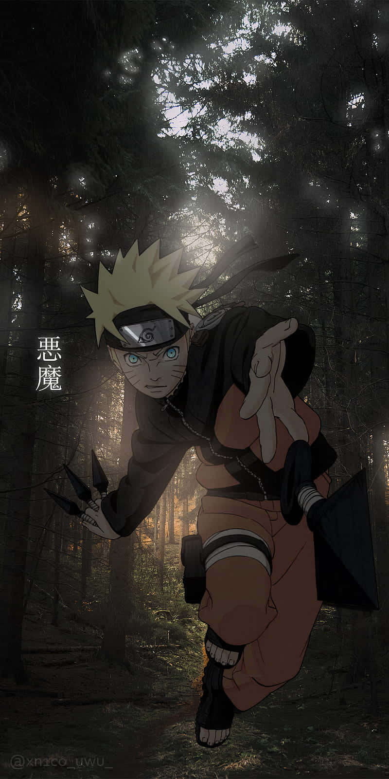 Kunai Wapen van Naruto Estetiese Foon Muurpapier