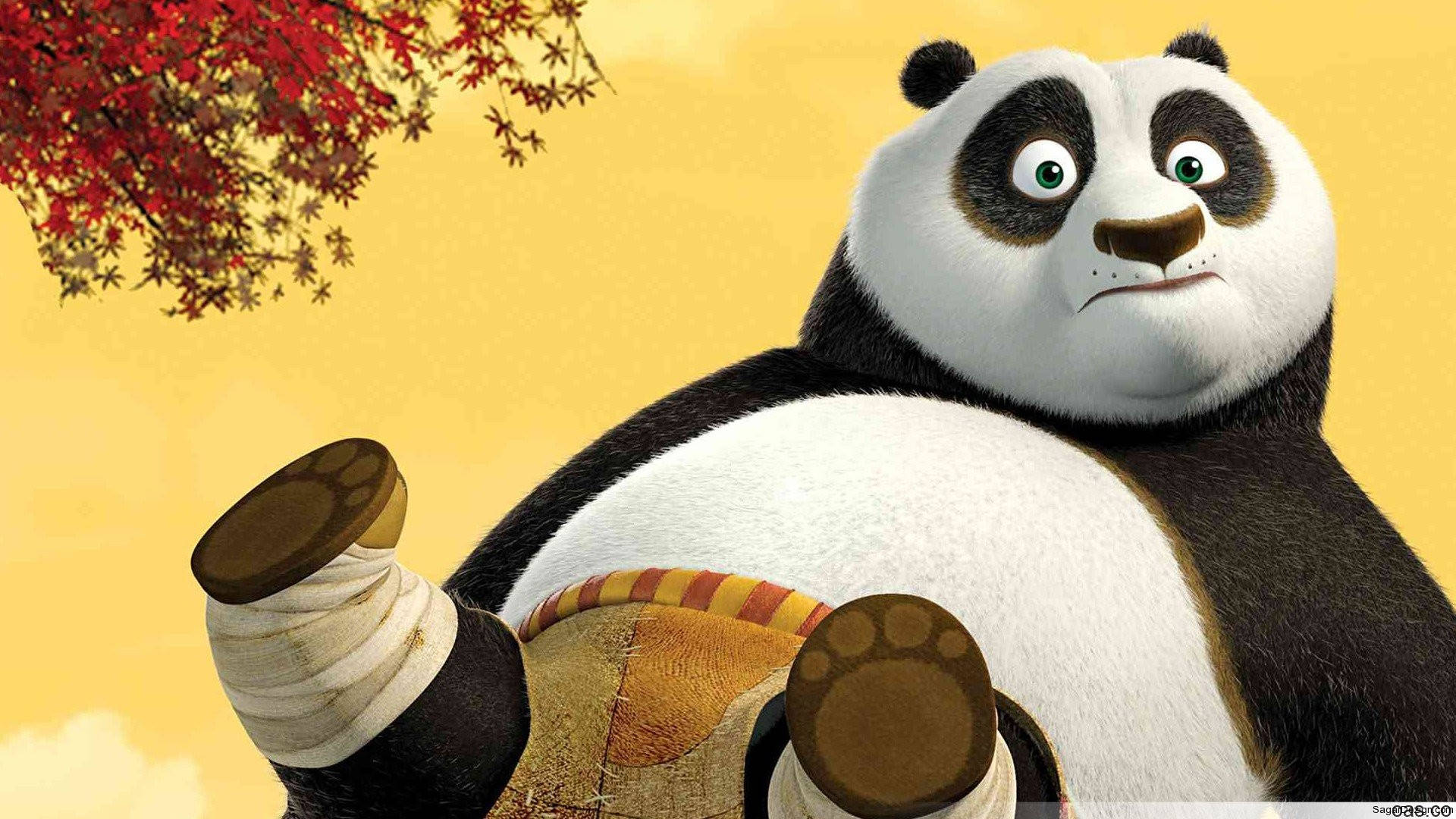 Kung Fu Panda met sy Maag Uit Muurpapier