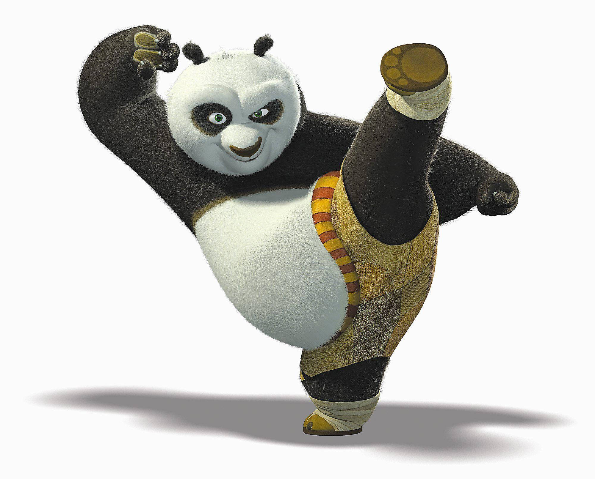 Kung Fu Panda skop teen wit agtergrond Muurpapier