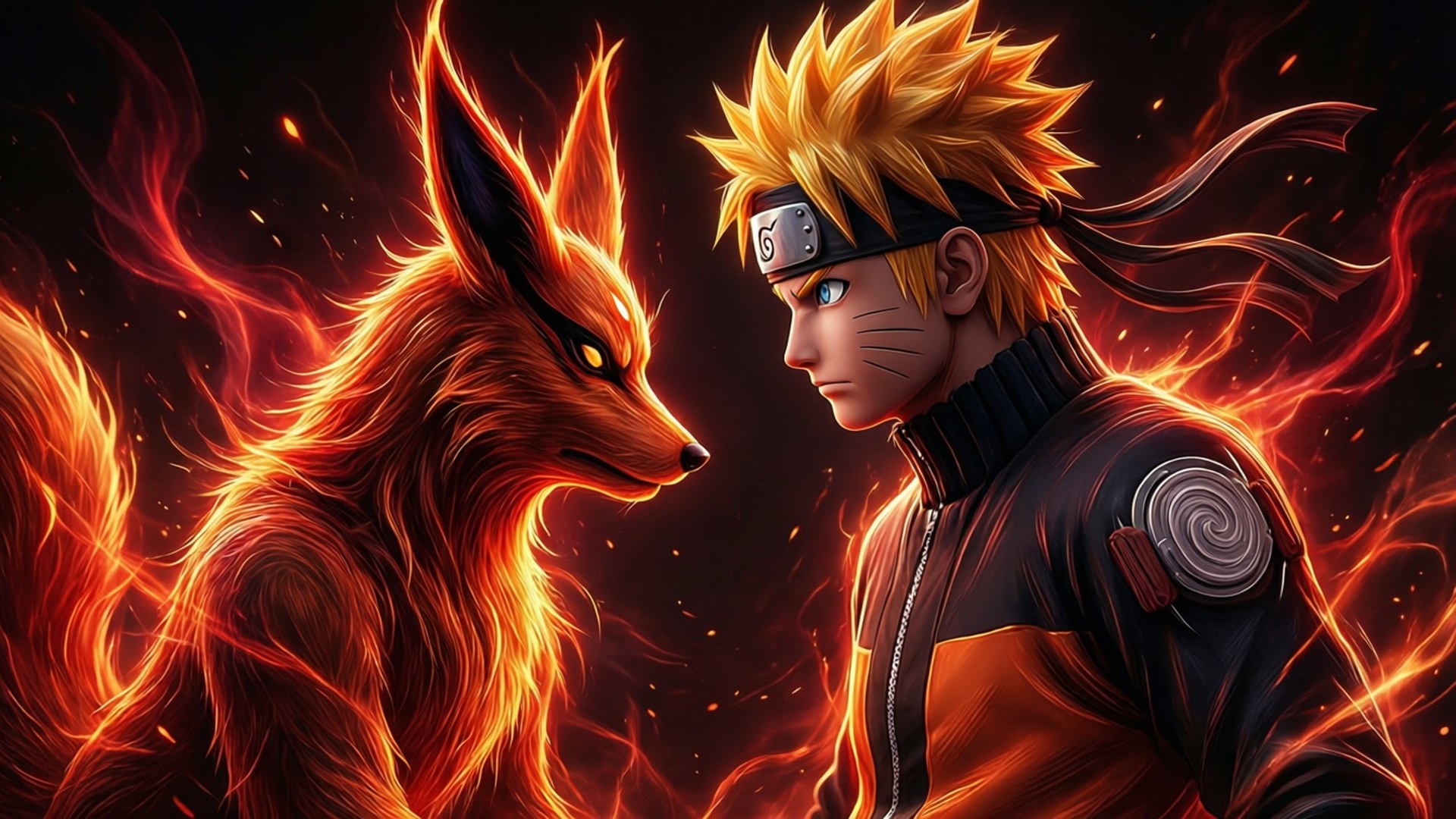 Kurama en Naruto Silhouet Muurpapier