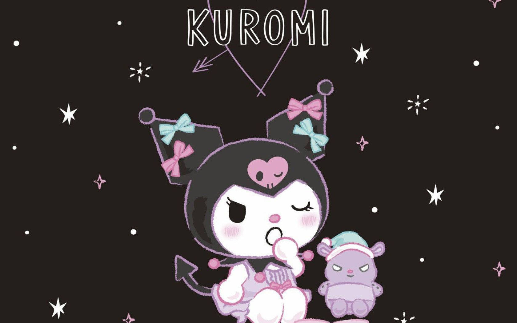 Kuromi, die Unieke Mededinger van My Melody wat 'n Ontspanne Oomblik Geniet Muurpapier