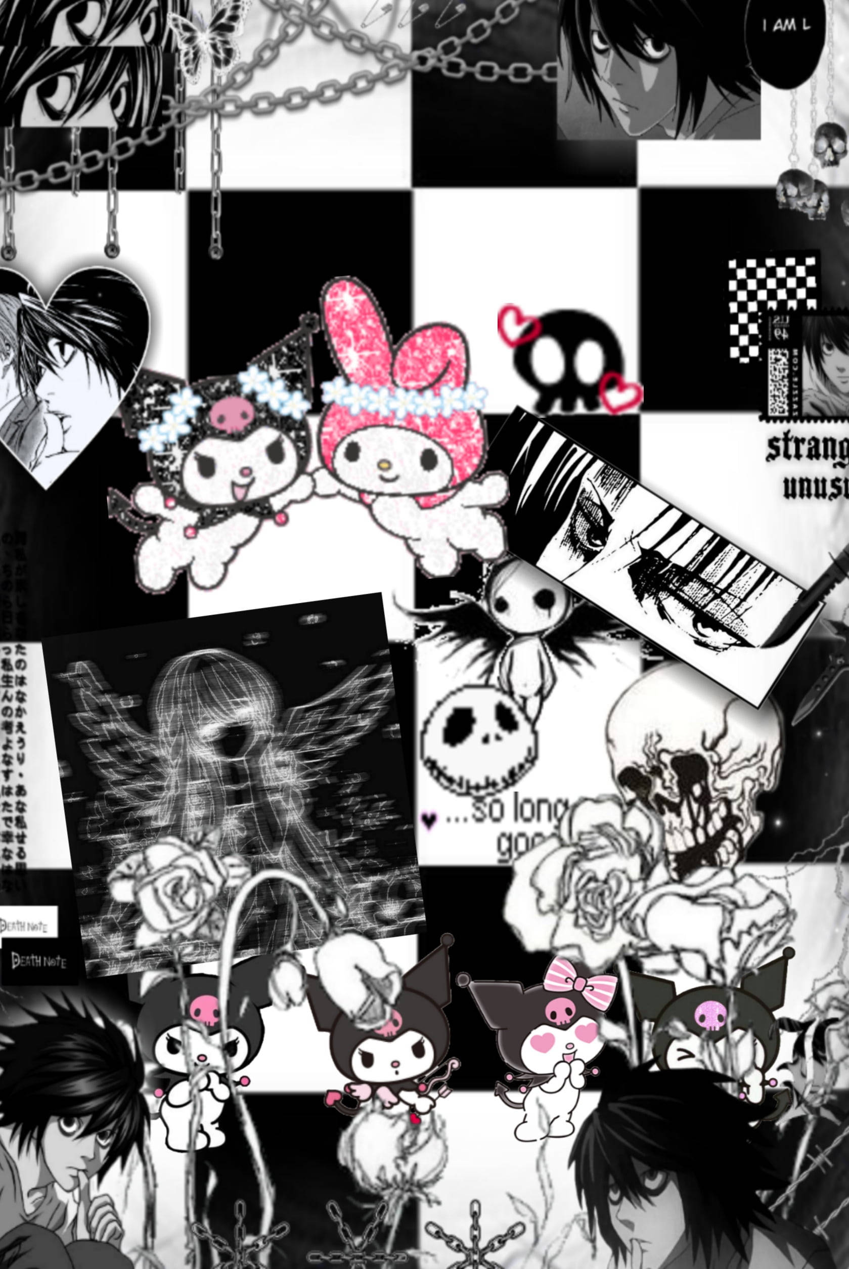 Kuromi en Donker Yagami Alt-estetika Muurpapier