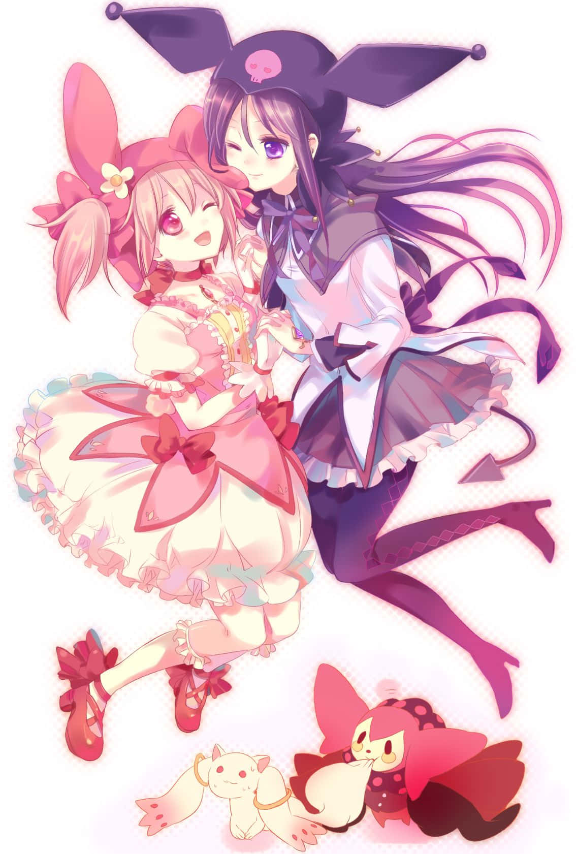 Kuromi en My Melody Beste Vriende vir Altyd Muurpapier