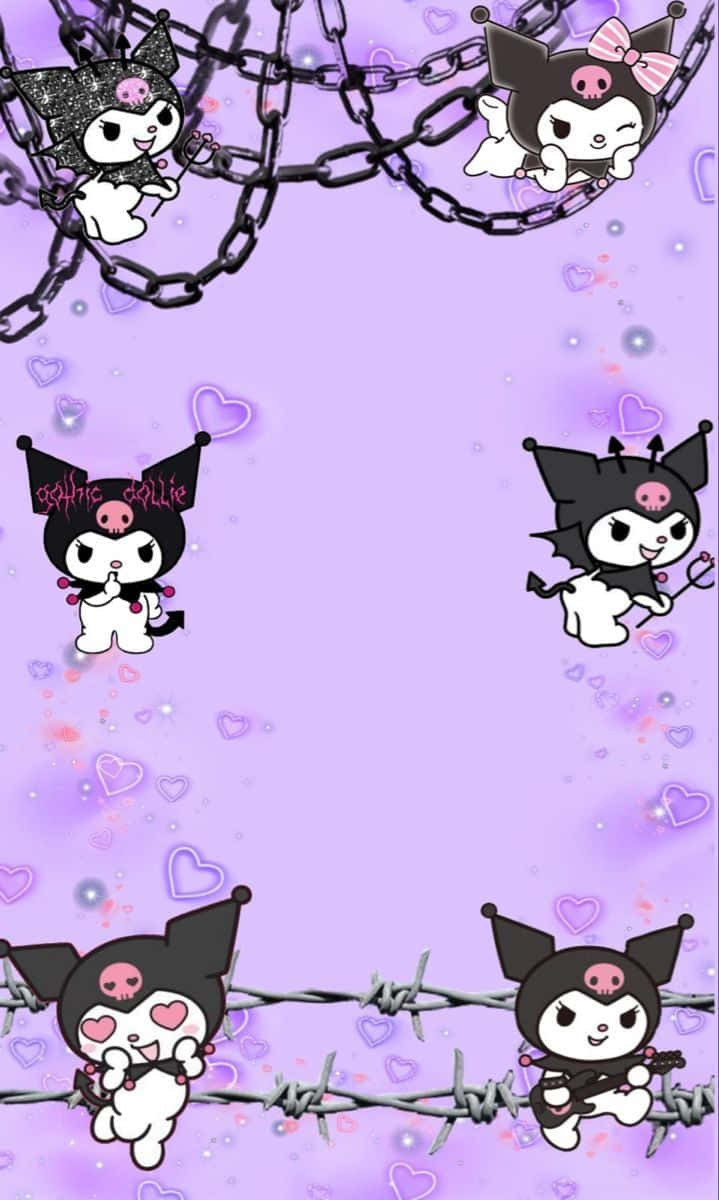 Kuromi iPhone Pers Aesthetic Kettings Muurpapier