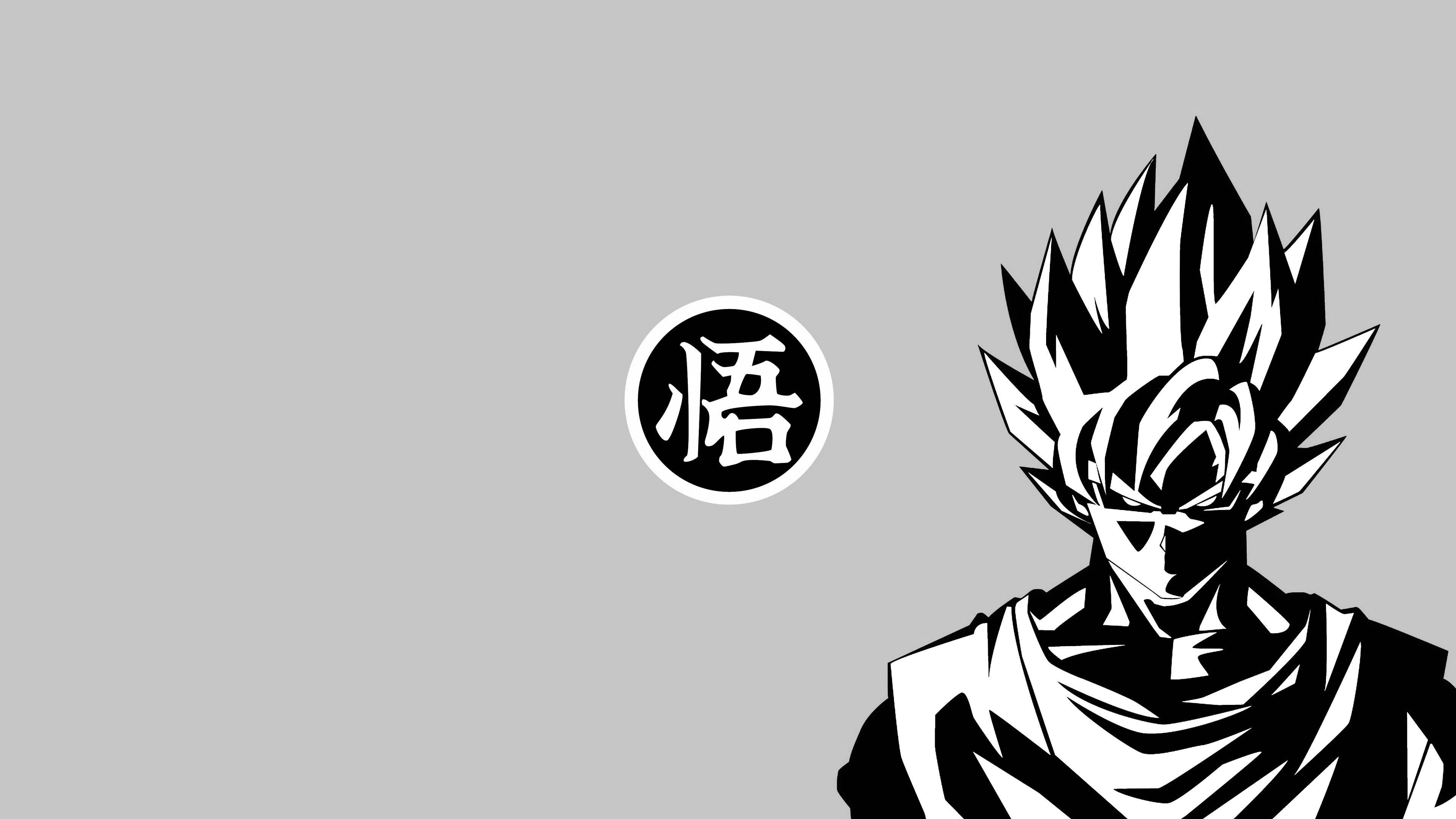 Kwaai Goku Swart en Wit Muurpapier