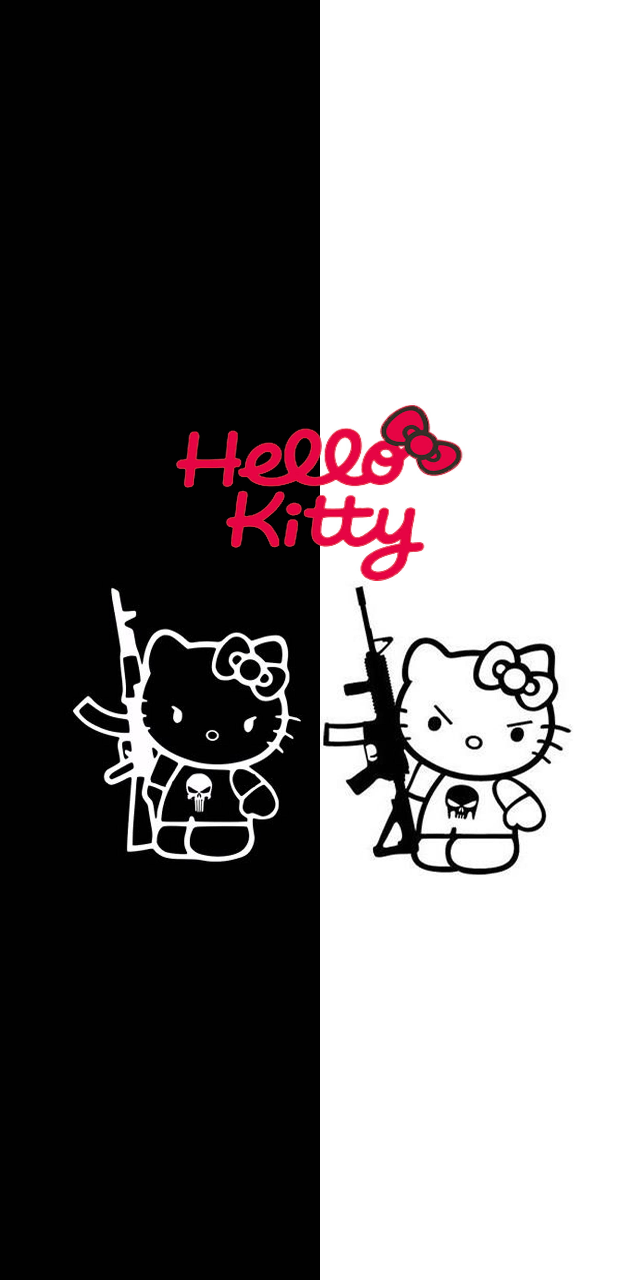 Kwaai Wit En Swart Hello Kitty Muurpapier