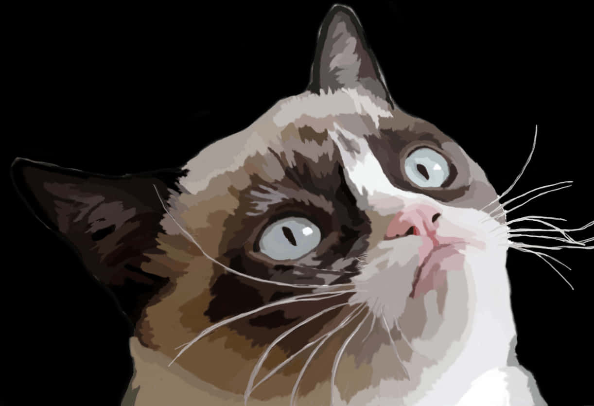 Kwaaiende Bruin Wit Kat Muurpapier