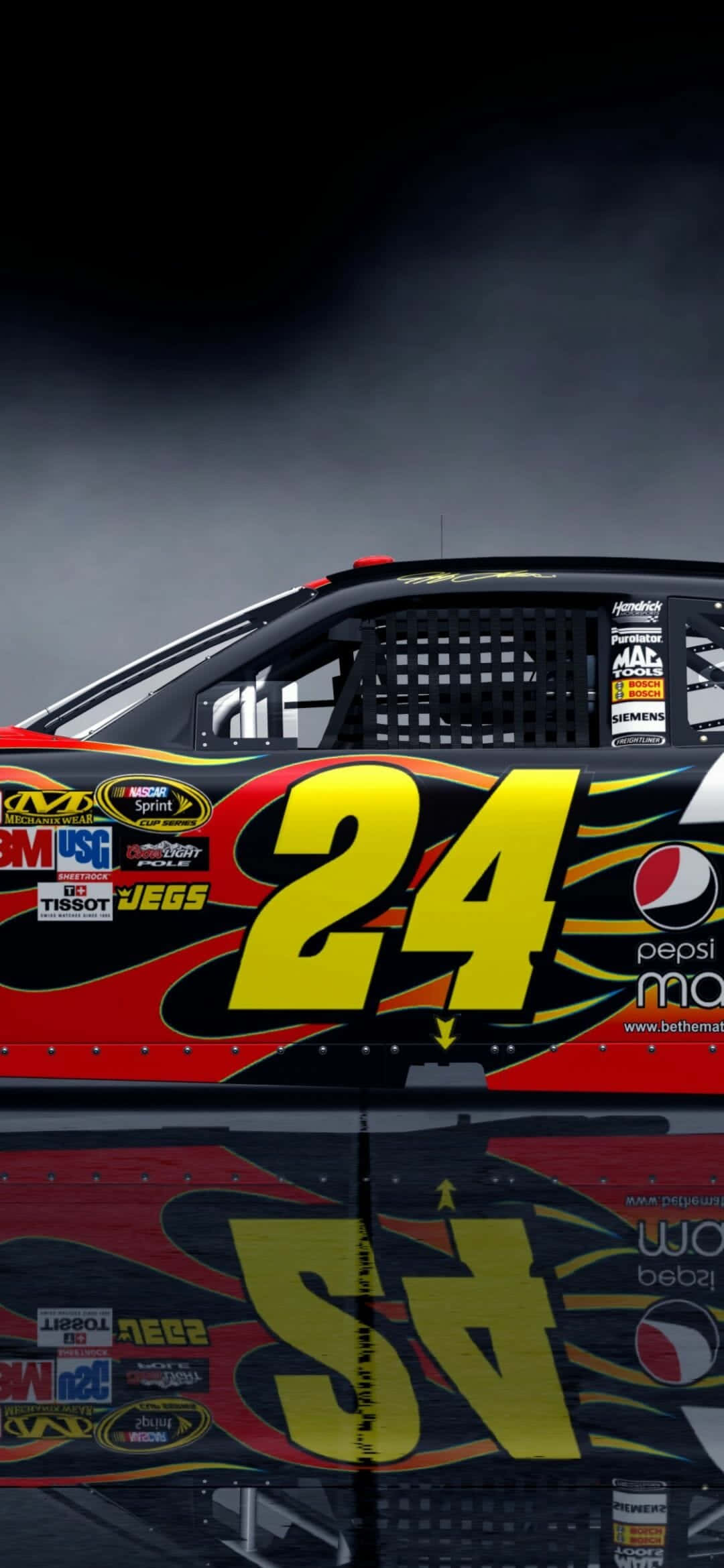 Laai jou gunsteling Nascar-agtergrond vir jou iPhone onmiddellik af Muurpapier