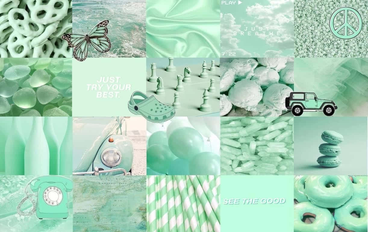 Laat die rustige vibes van Aesthetic Green jou na verfrissende kalmte bring Muurpapier