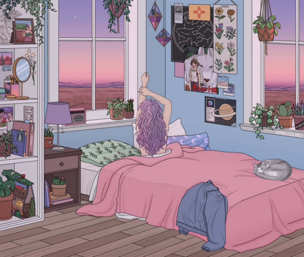 Laat jou verbeelding vlug met Anime Room! Muurpapier