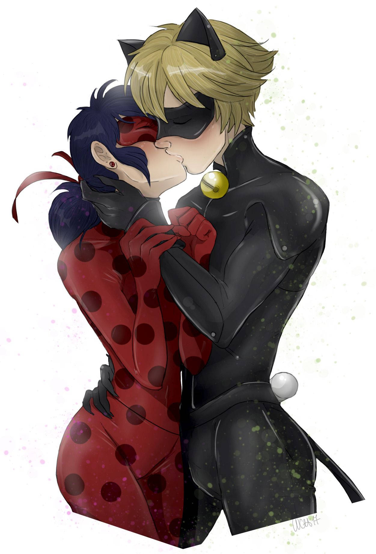 Ladybug en Cat Noir Soen Strokiesprentstyl Muurpapier