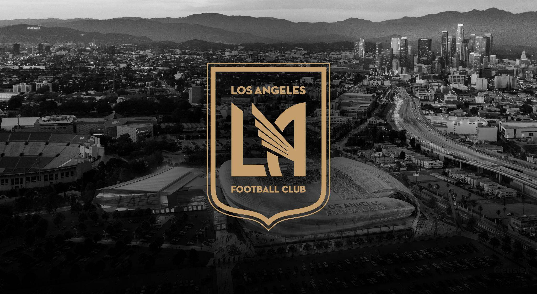 LAFC-logo met swart-en-wit stad Muurpapier