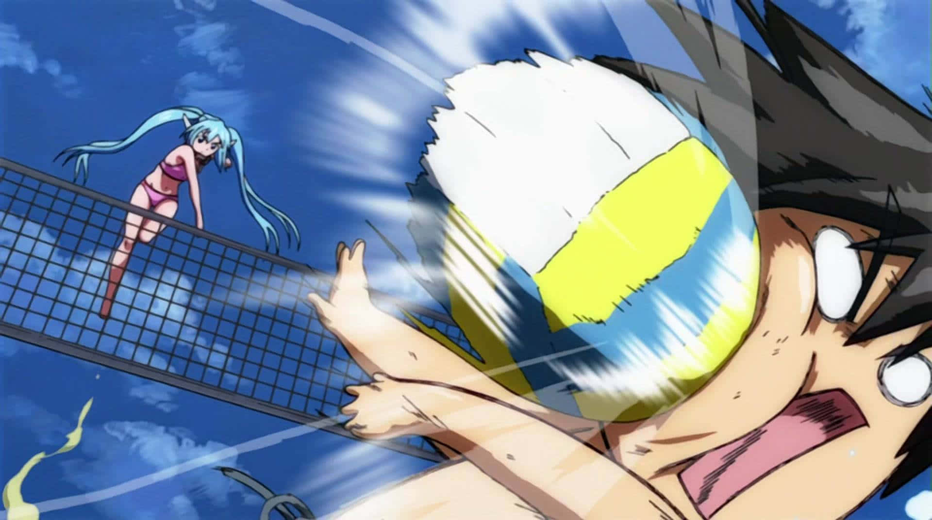 Lag oral met hierdie snaakse anime-virtuele agtergrond Muurpapier