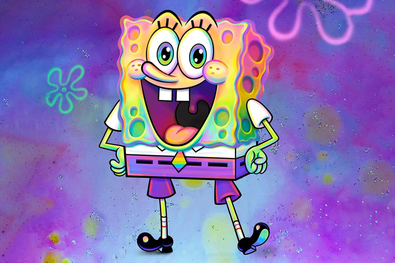 Laggende Estetiese SpongeBob SquarePants Muurpapier