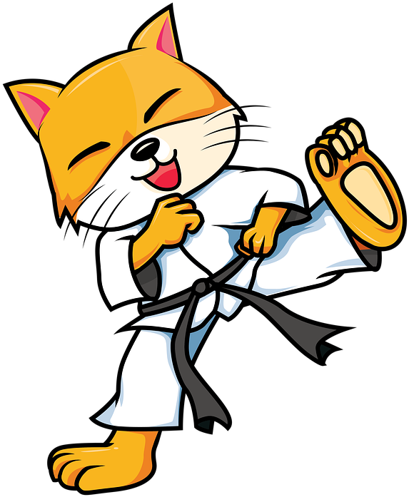 Laggende Karatekat Spotprent.PNG Muurpapier