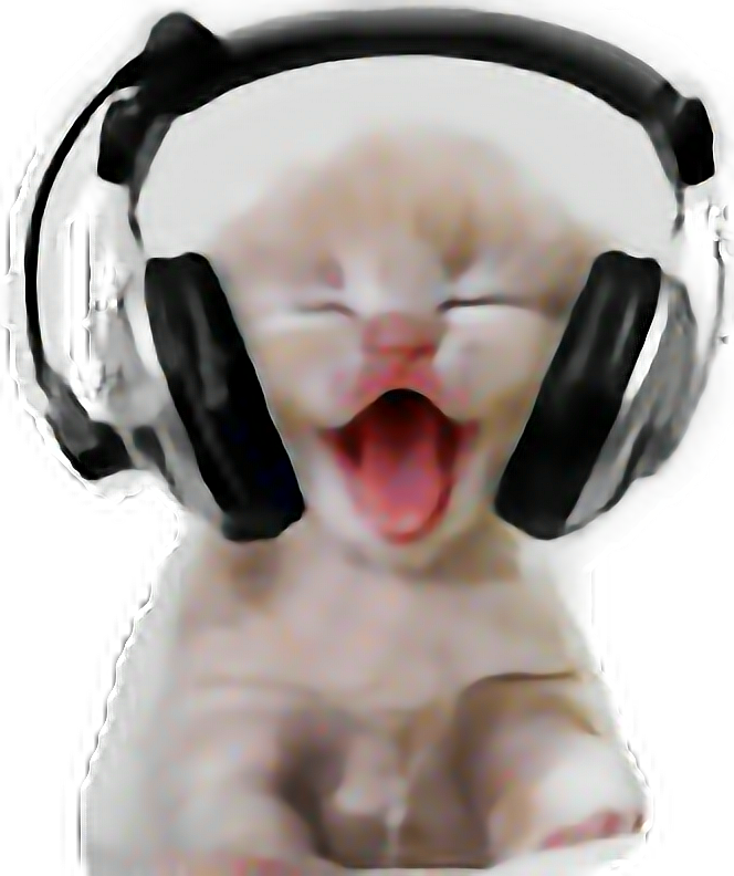 Laggende Kat met Oorfone.PNG Muurpapier