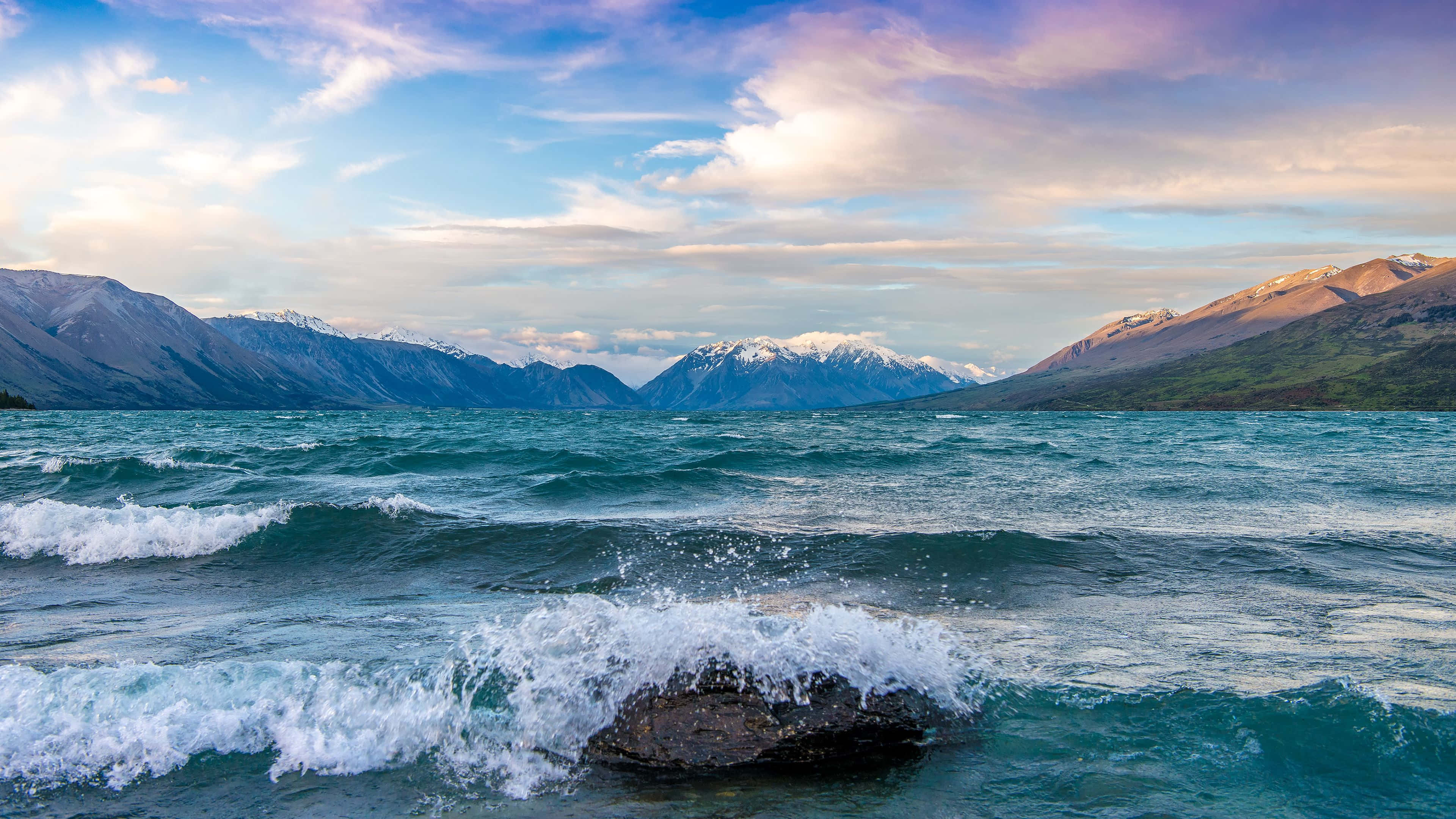 Lake Ohau Nieu-Seeland Oseaan 4K iPad Muurpapier