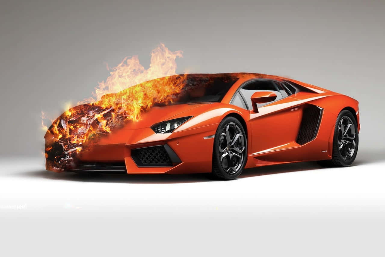 Lamborghini Aan Die Brand Oranje Motor Muurpapier