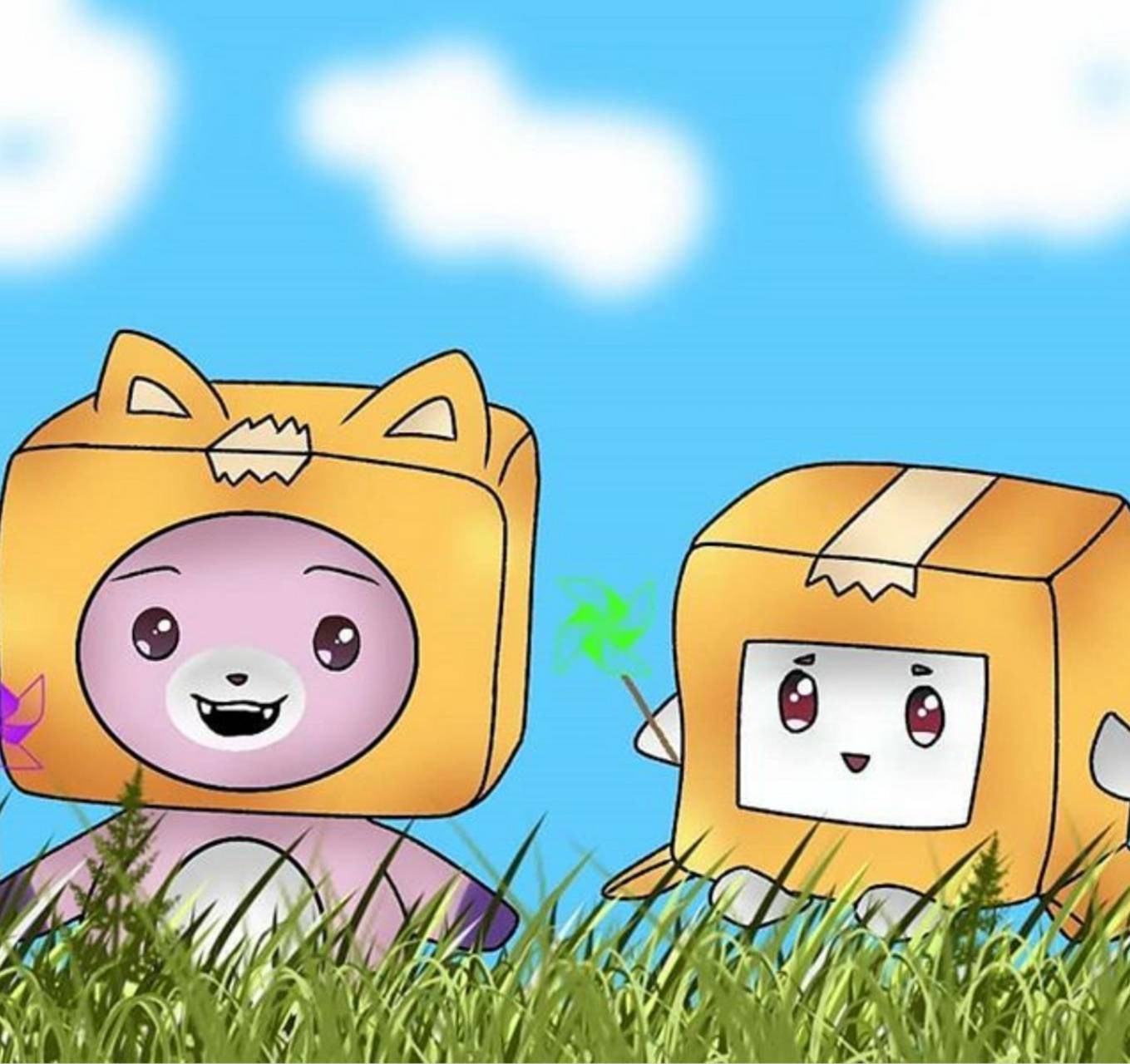 LankyBox Boxy en Foxy Muurpapier