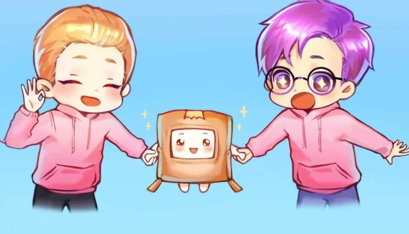 LankyBox Boxy Geanimeerde Adam en Justin Muurpapier