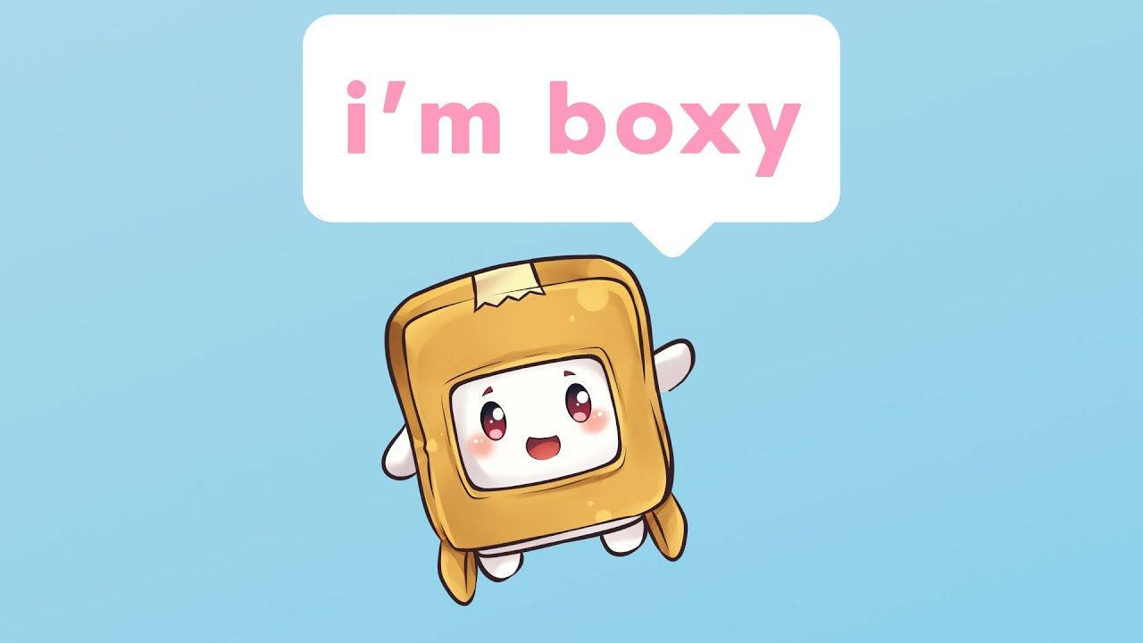 LankyBox Boxy op Blou Agtergrond Muurpapier