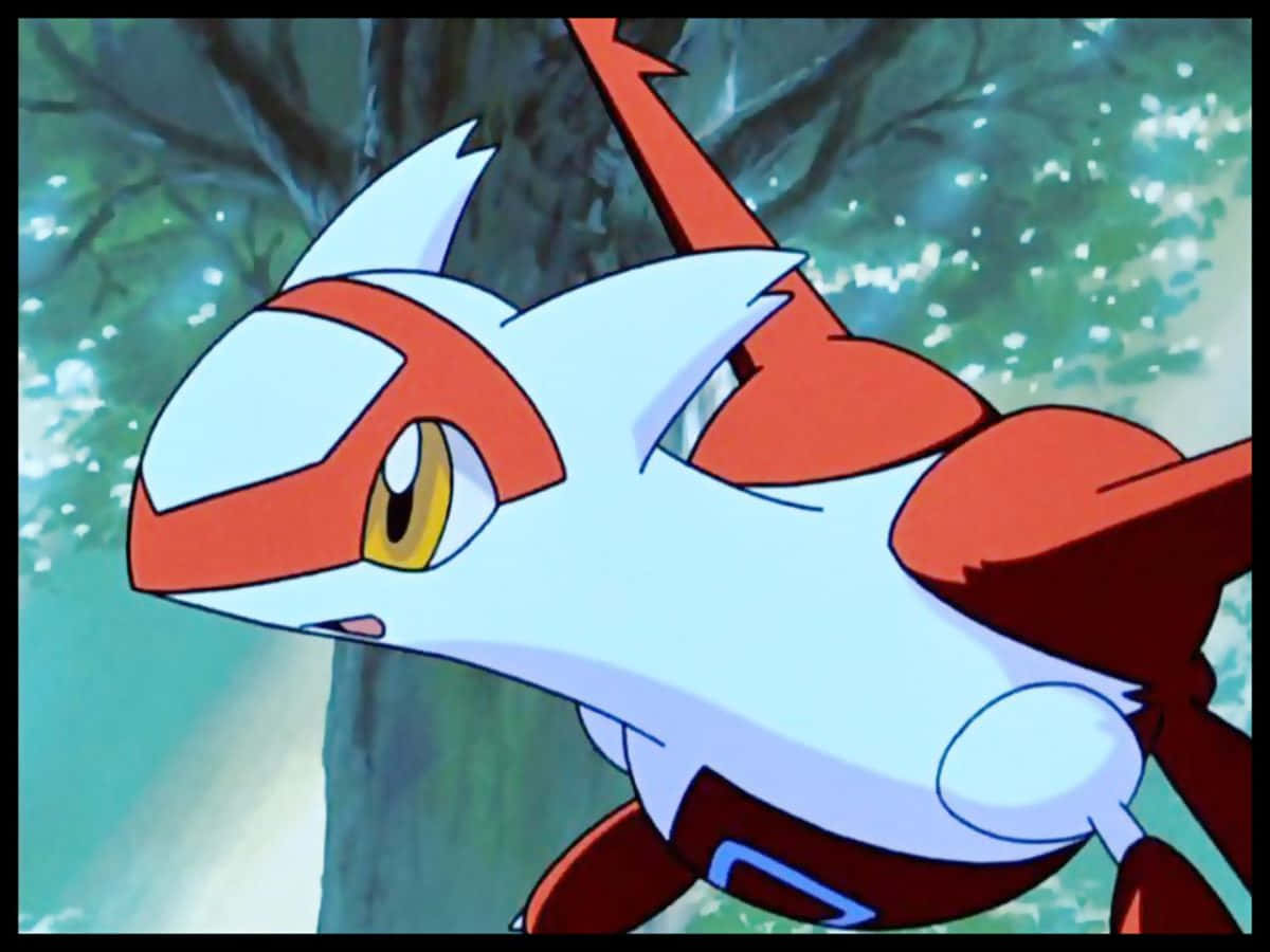 Latias met Boom in Agtergrond Muurpapier