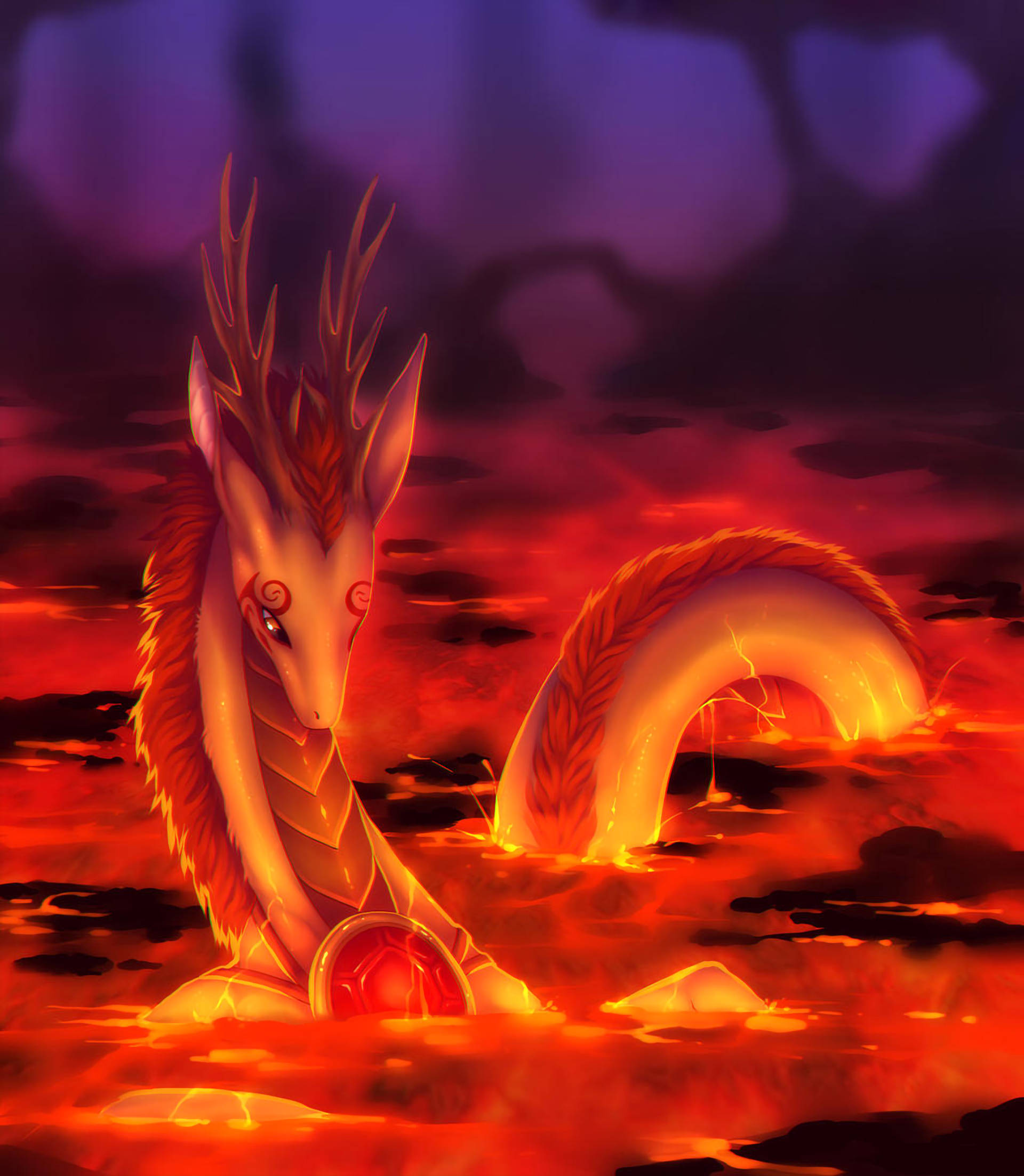 Lava Draak Slang Muurpapier