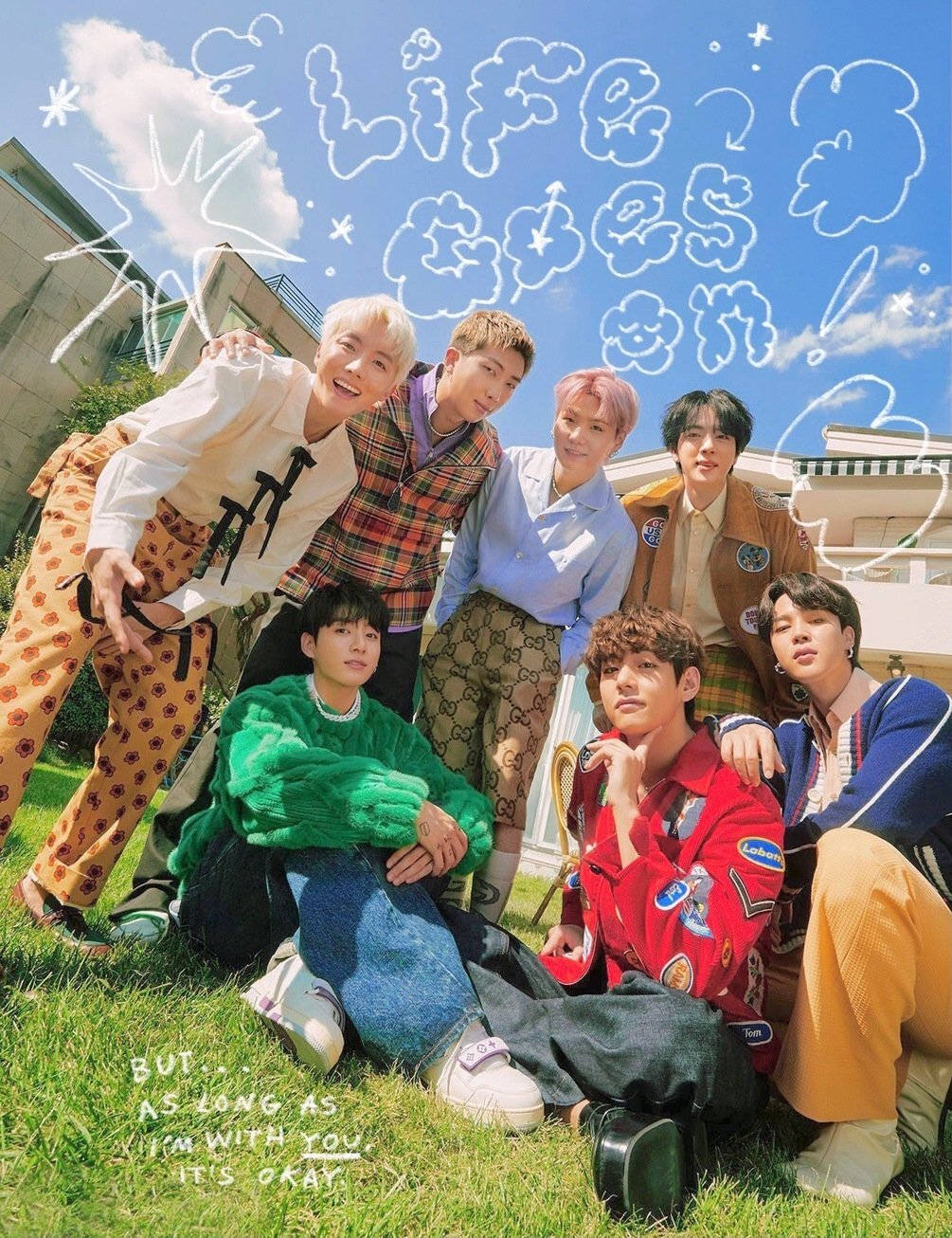 Lede van BTS Life Goes On Muurpapier