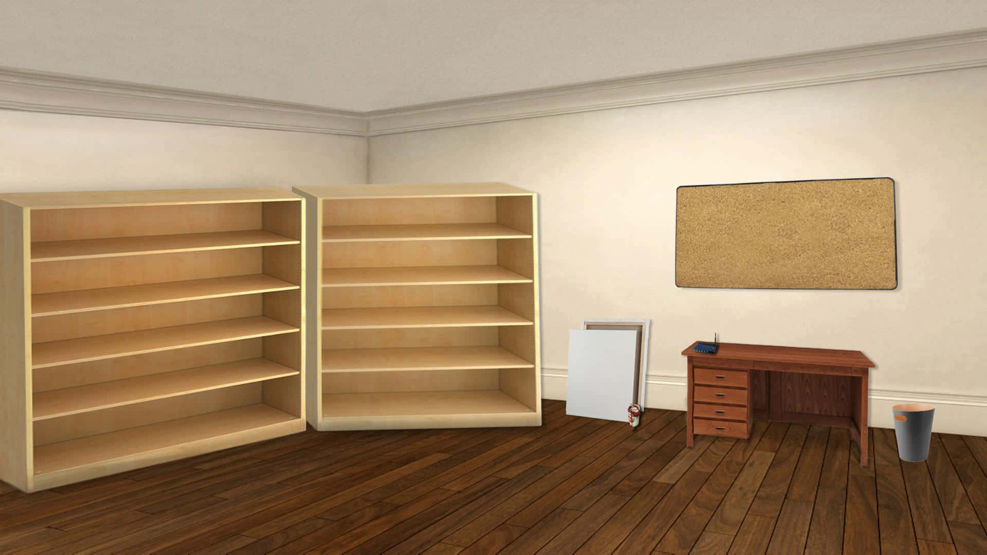 Leë Kamer Met Kantoor Toerusting Muurpapier