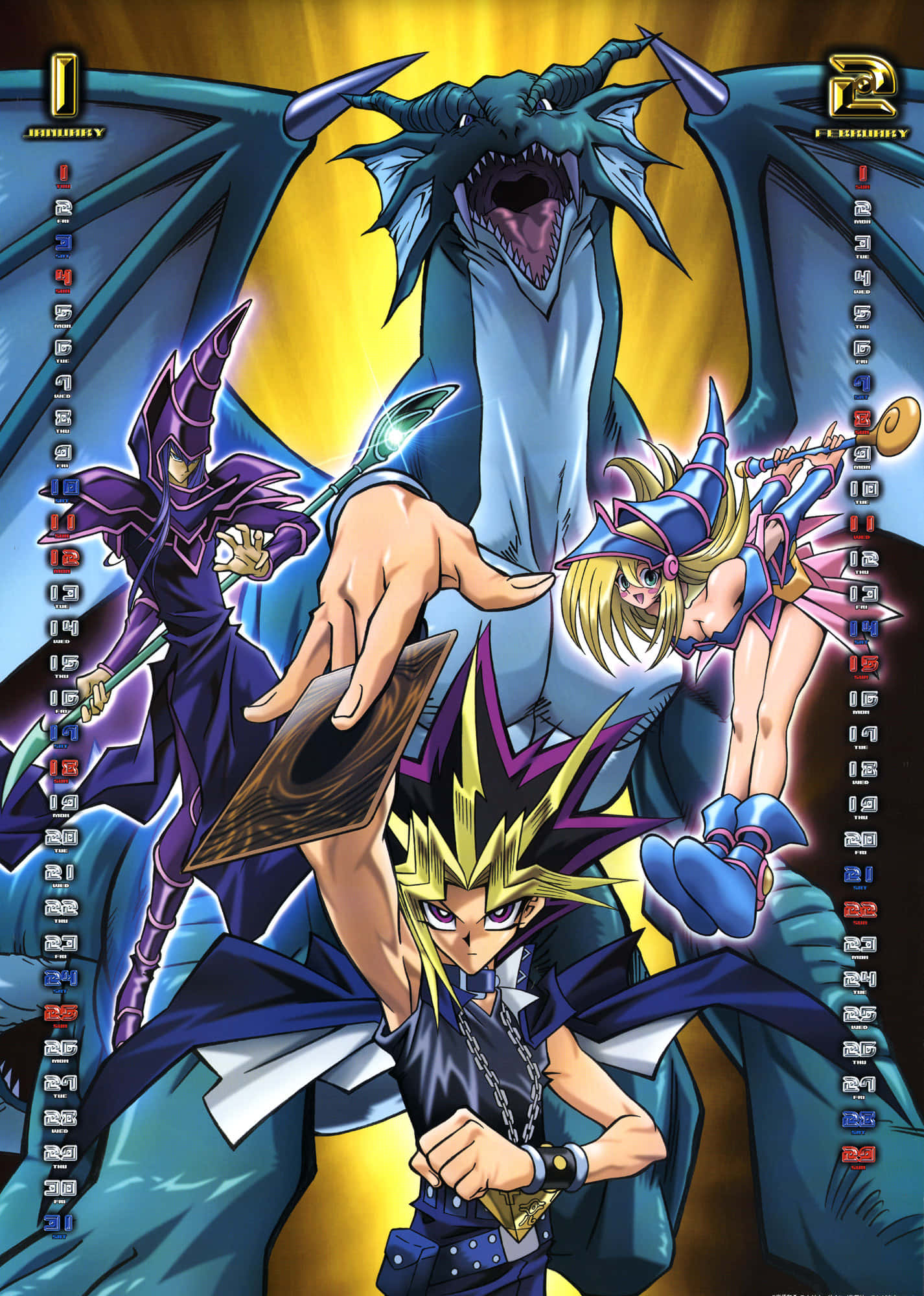 Legendariese Yugioh Donker Magiër in Aksie Muurpapier