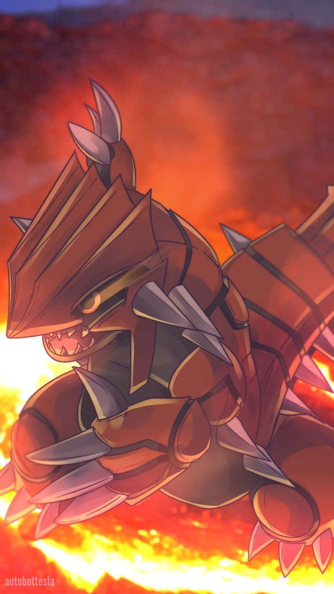 Legendêre Groudon Uitgelig deur Vuur Muurpapier