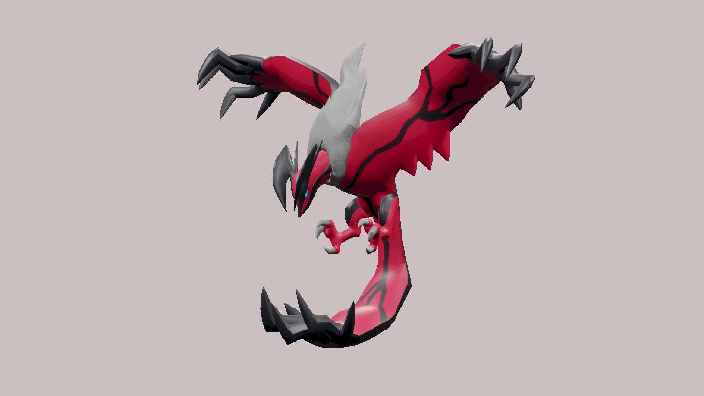 Legendêre Pokemon Yveltal op Wit Agtergrond Muurpapier