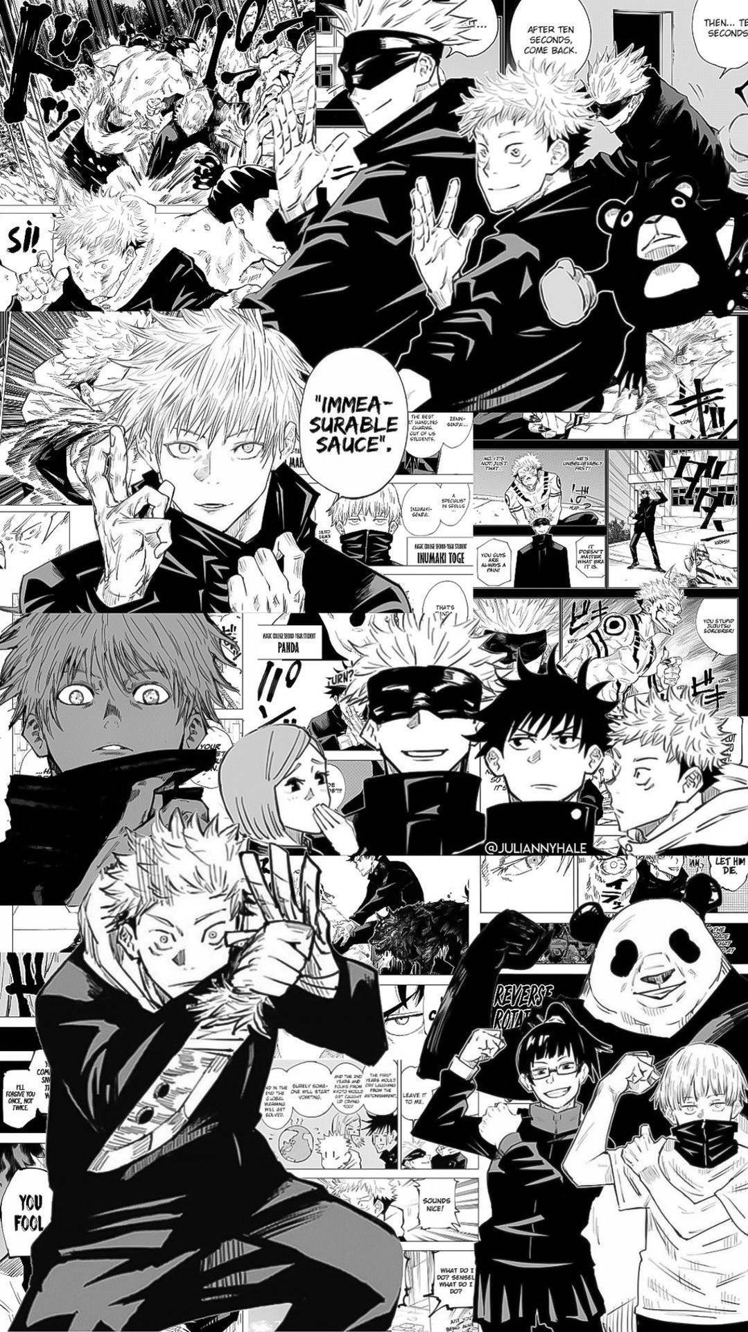 Jujutsu Kaisen swart en wit manga agtergrond — Jujutsu Kaisen Muurpapier