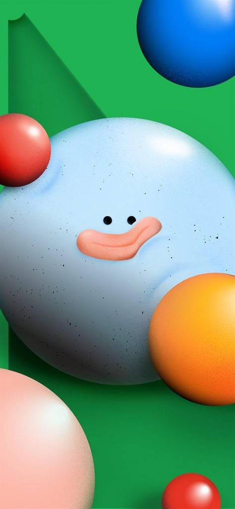 Lewendige 3D Smiley-sfeerontwerp vir Google Pixel 4a Muurpapier
