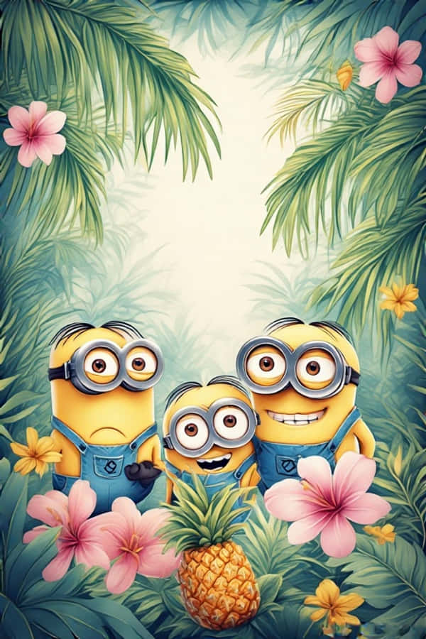 Lewendige 4K Minions Tropiese Oerwoud Muurpapier