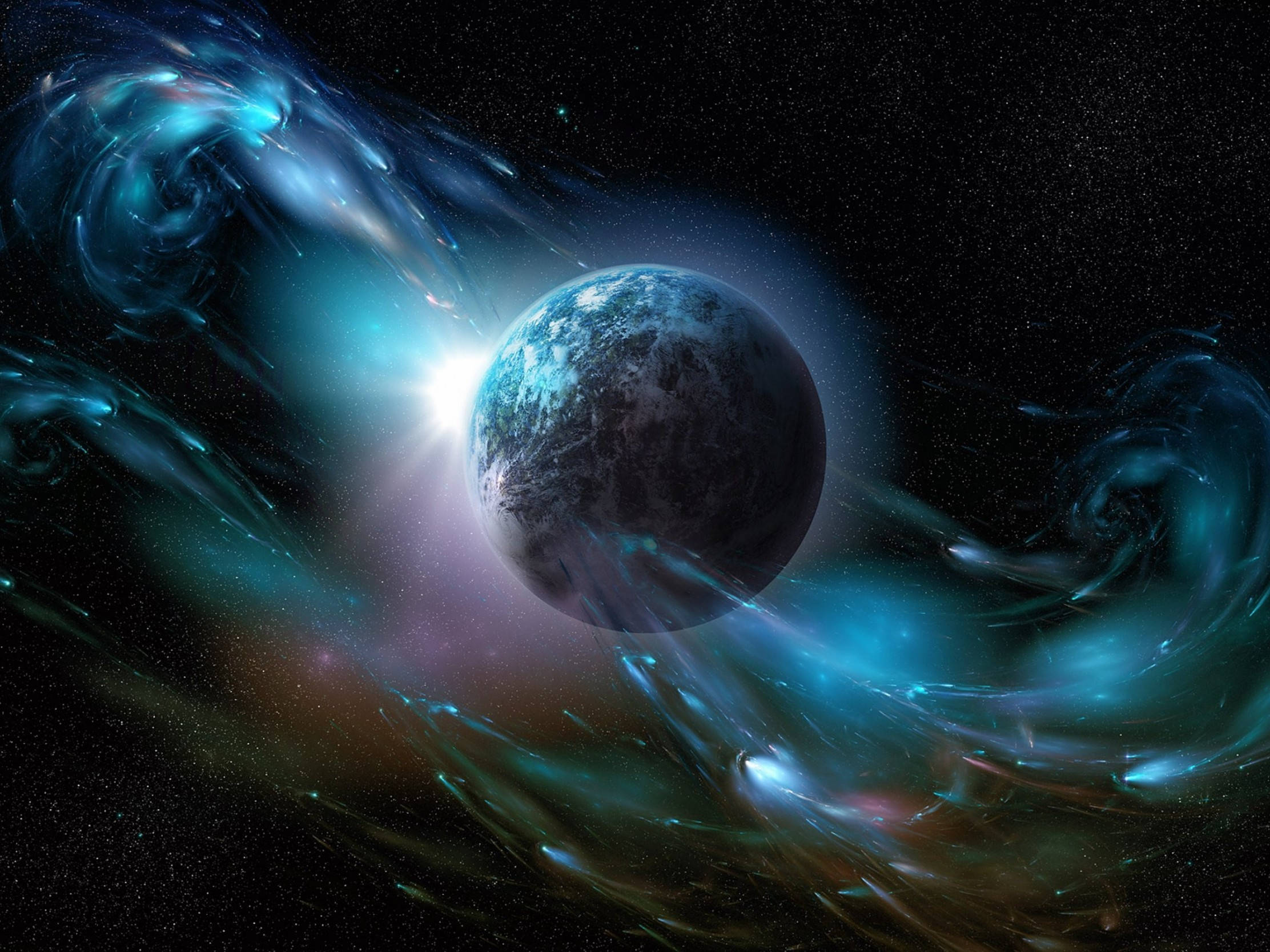 Lewendige Aarde Aarde Galaxy Lewend Muurpapier