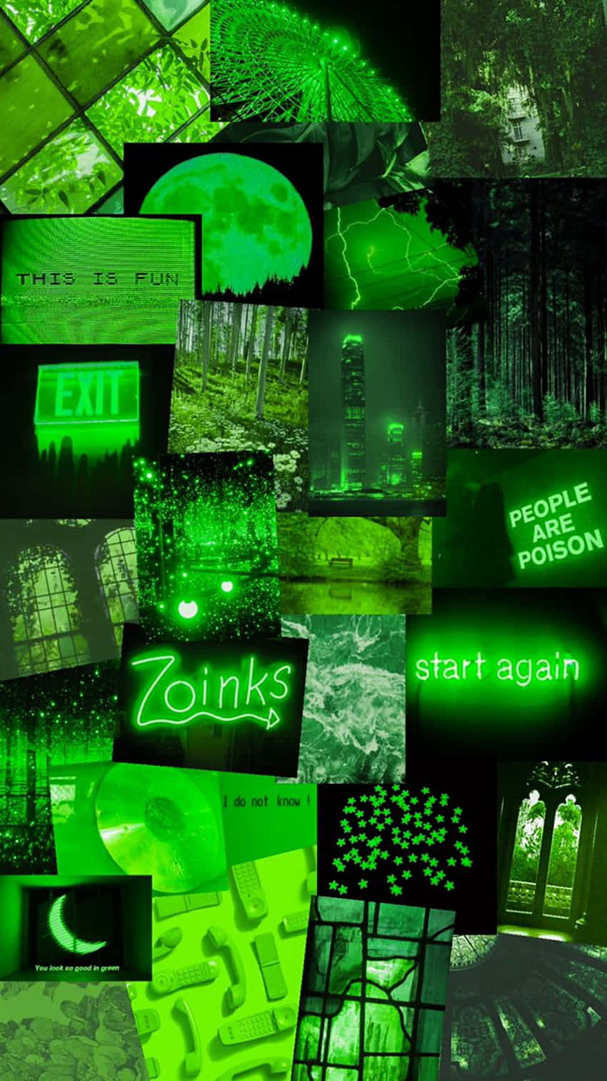 Lewendige Neon Groen Estetiese Agtergrond Muurpapier