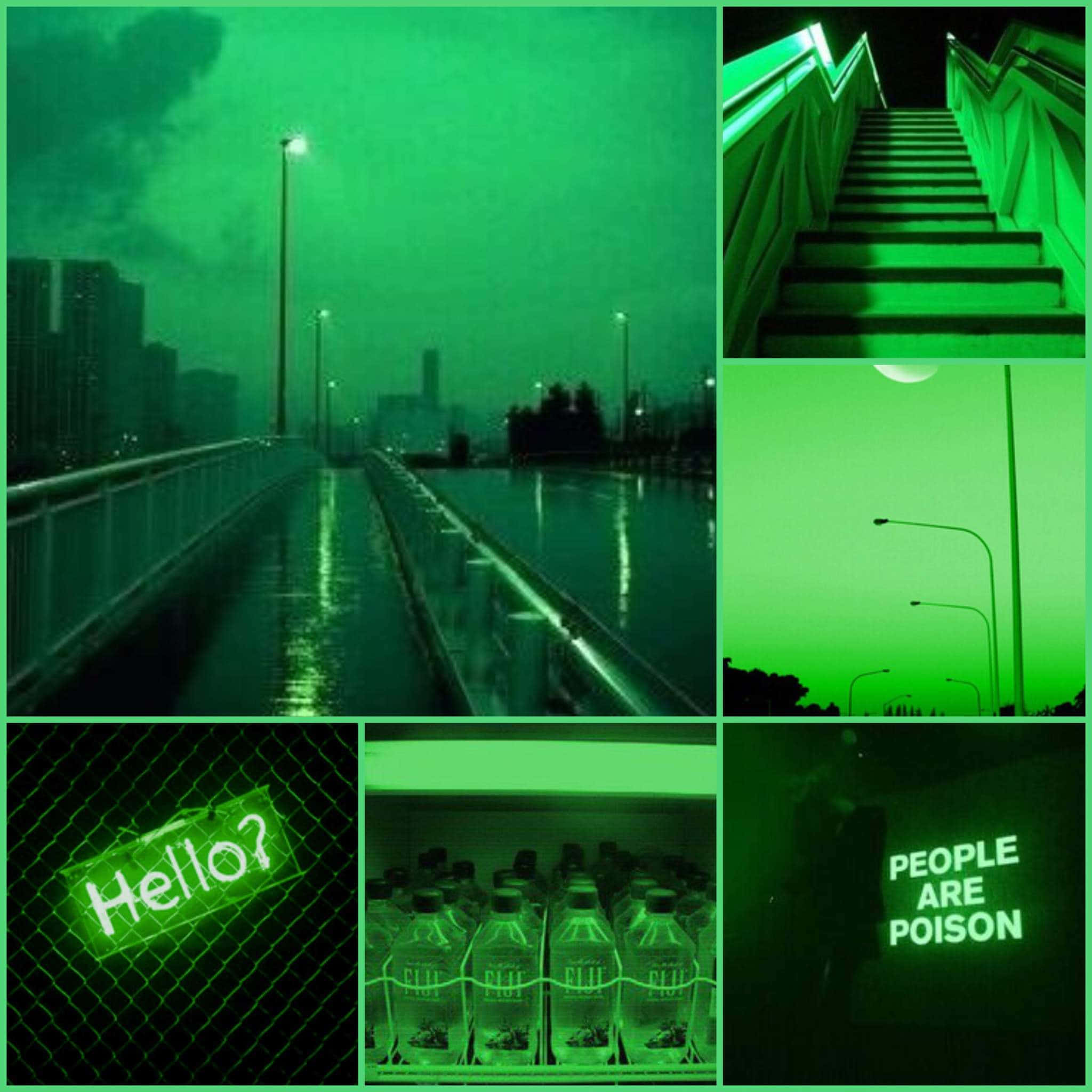 Lewendige Neon Groen Estetiese Agtergrond Muurpapier