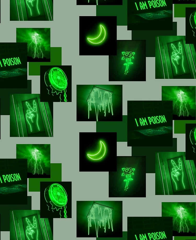 Lewendige Neon Groen Estetiese Agtergrond Muurpapier